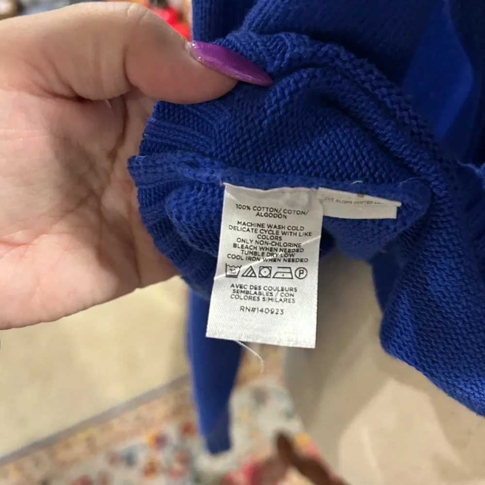 LOFT 100% Cotton Royal Blue Sweater Size Small - Picture 6 of 8